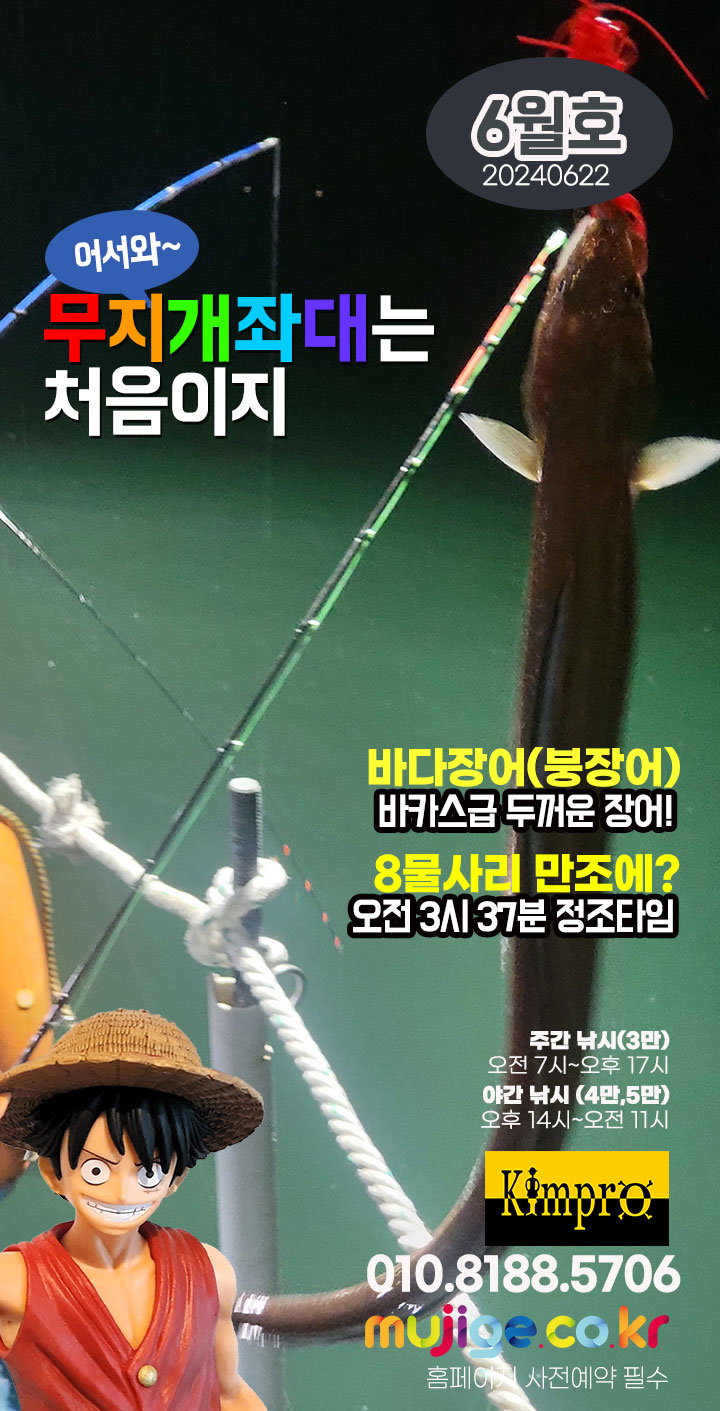 6월22일 조황 - 붕장어(아나고), 숭어 (8물 사리때)